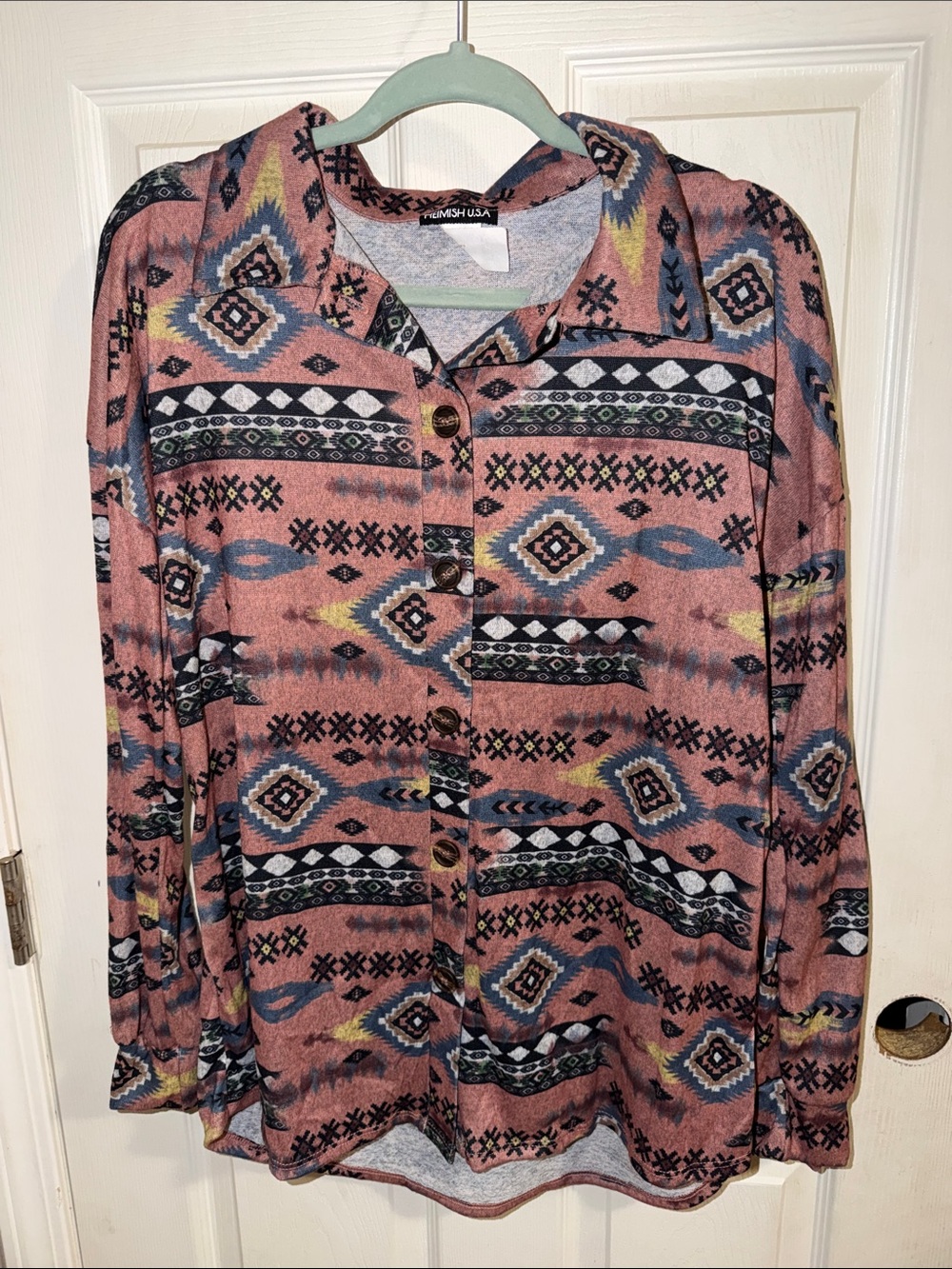 HEIMISH USA Dusty colored Aztec Button-Front Shirt
